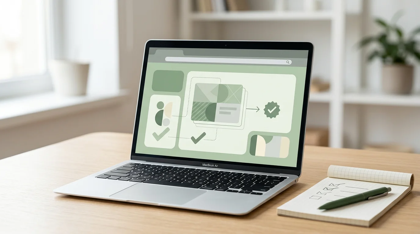Checklist matching a website address with an official register entry